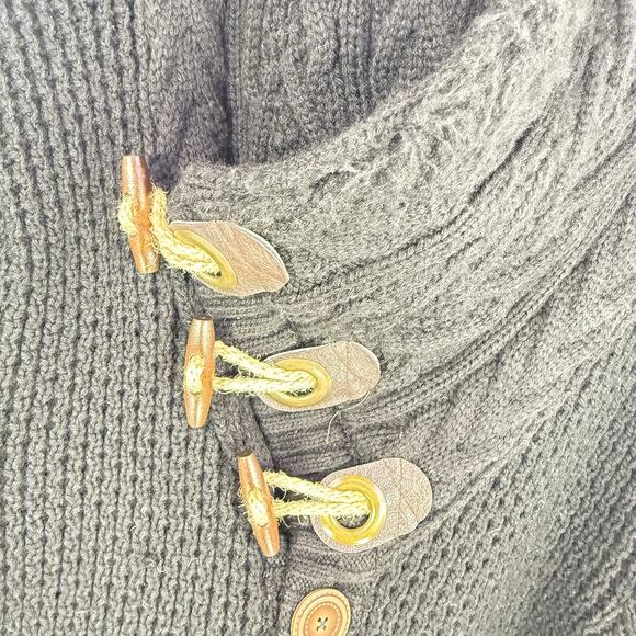 Leif Nelson medium men toggle Cozy Cabin Black sweater chunky knit fisherman - Picture 10 of 13